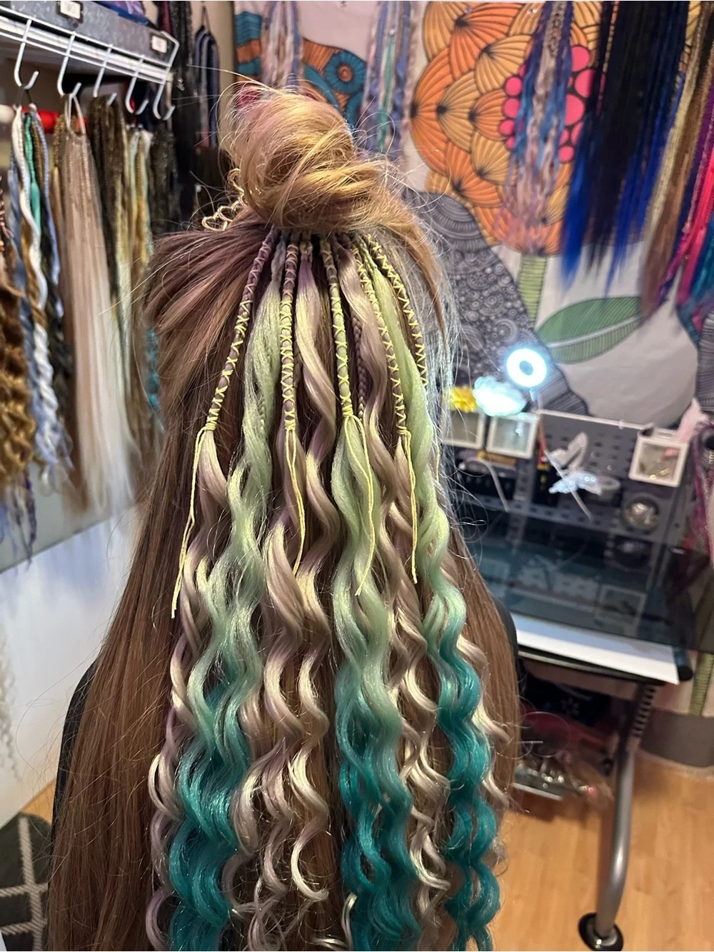 Teal Ombre Curly Hair Extensions for Women